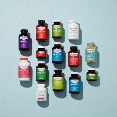 Assortment of probiotic supplement bottles